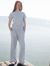 Women's Loose Pants in Mist   Organic Cotton Rib | SERENDIPITY