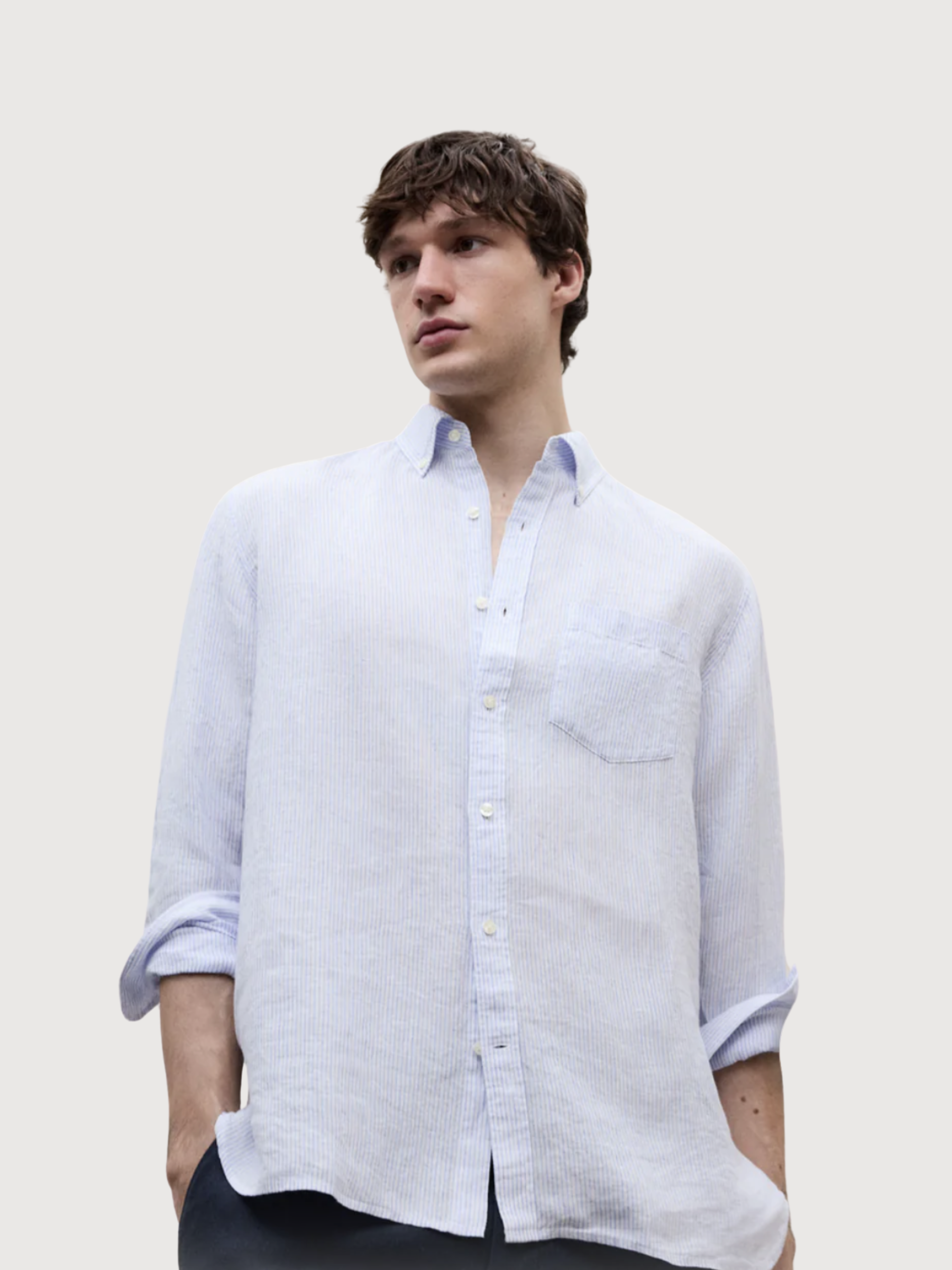 CAMICIA ADAN UOMO Bianco Azzurro Cielo Righe