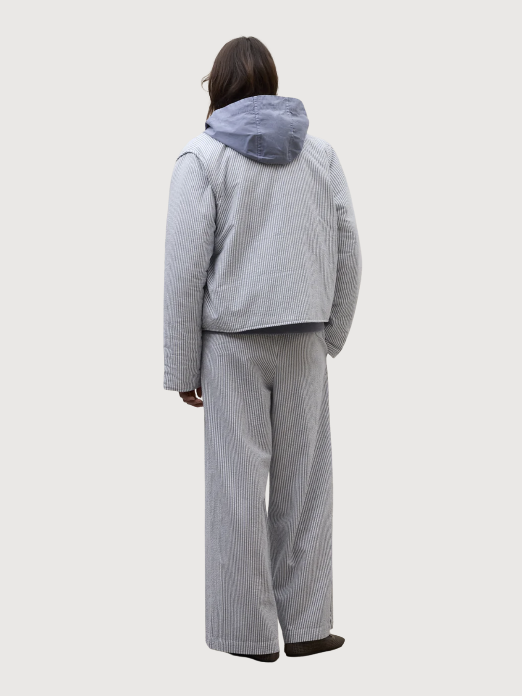 Jacket Gabi Woman Ecru/Blue Stripes | Ecoalf