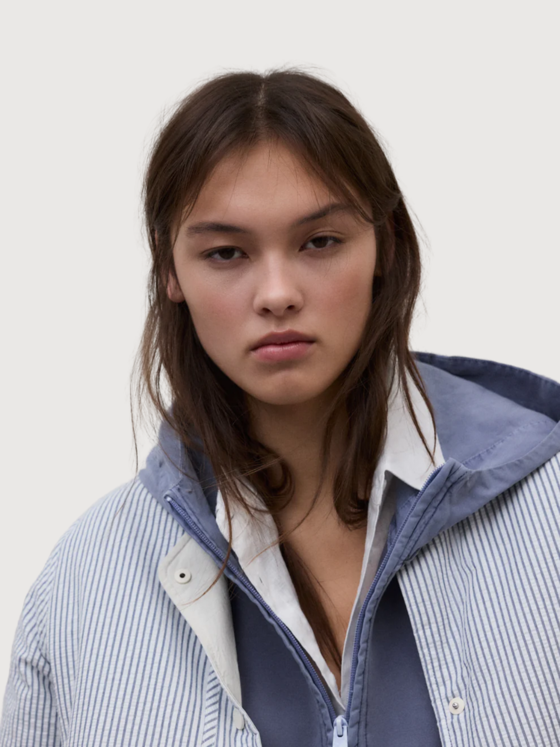 Jacket Gabi Woman Ecru/Blue Stripes | Ecoalf
