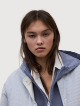Jacket Gabi Woman Ecru/Blue Stripes | Ecoalf