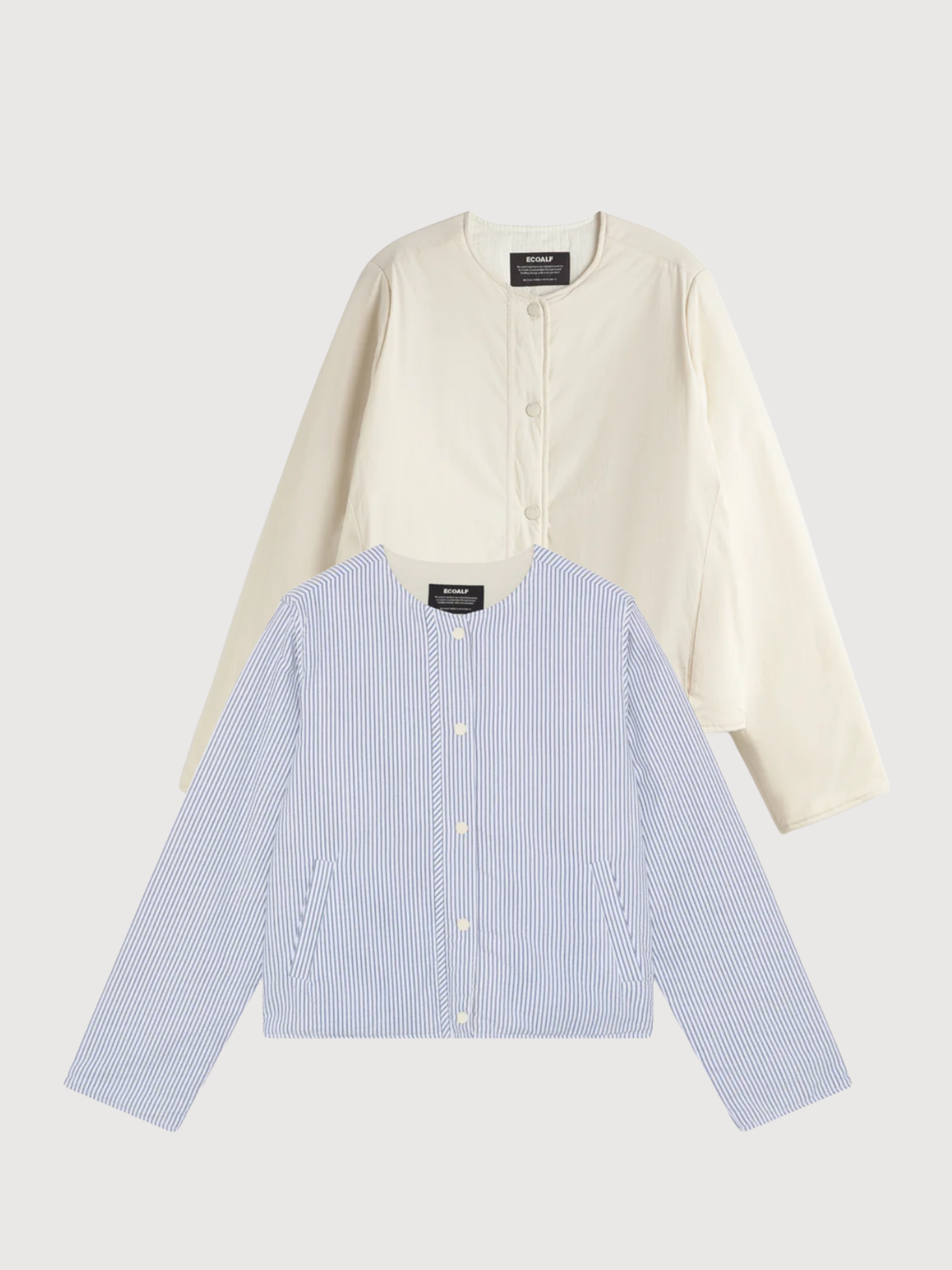 Jacket Gabi Woman Ecru/Blue Stripes | Ecoalf