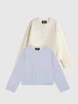 Jacket Gabi Woman Ecru/Blue Stripes | Ecoalf