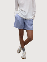 Shorts Eras Stripes Woman Offwhite Blue | Ecoalf