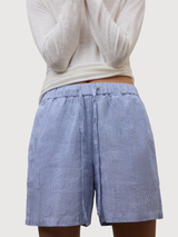 Shorts Eras Stripes Woman Offwhite Blue | Ecoalf