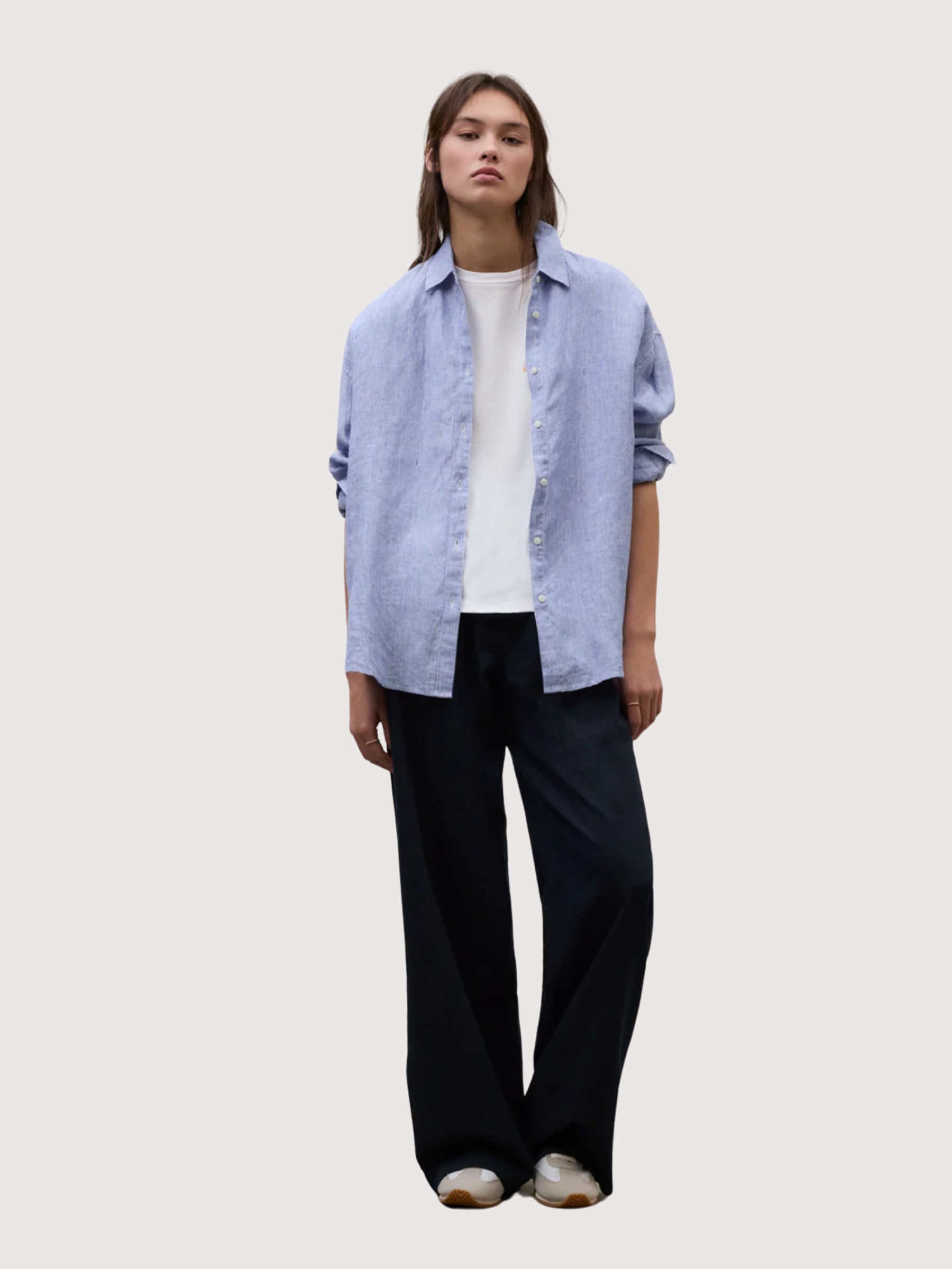Shirt Daria Stripes Woman Offwhite Blue  | Ecoalf