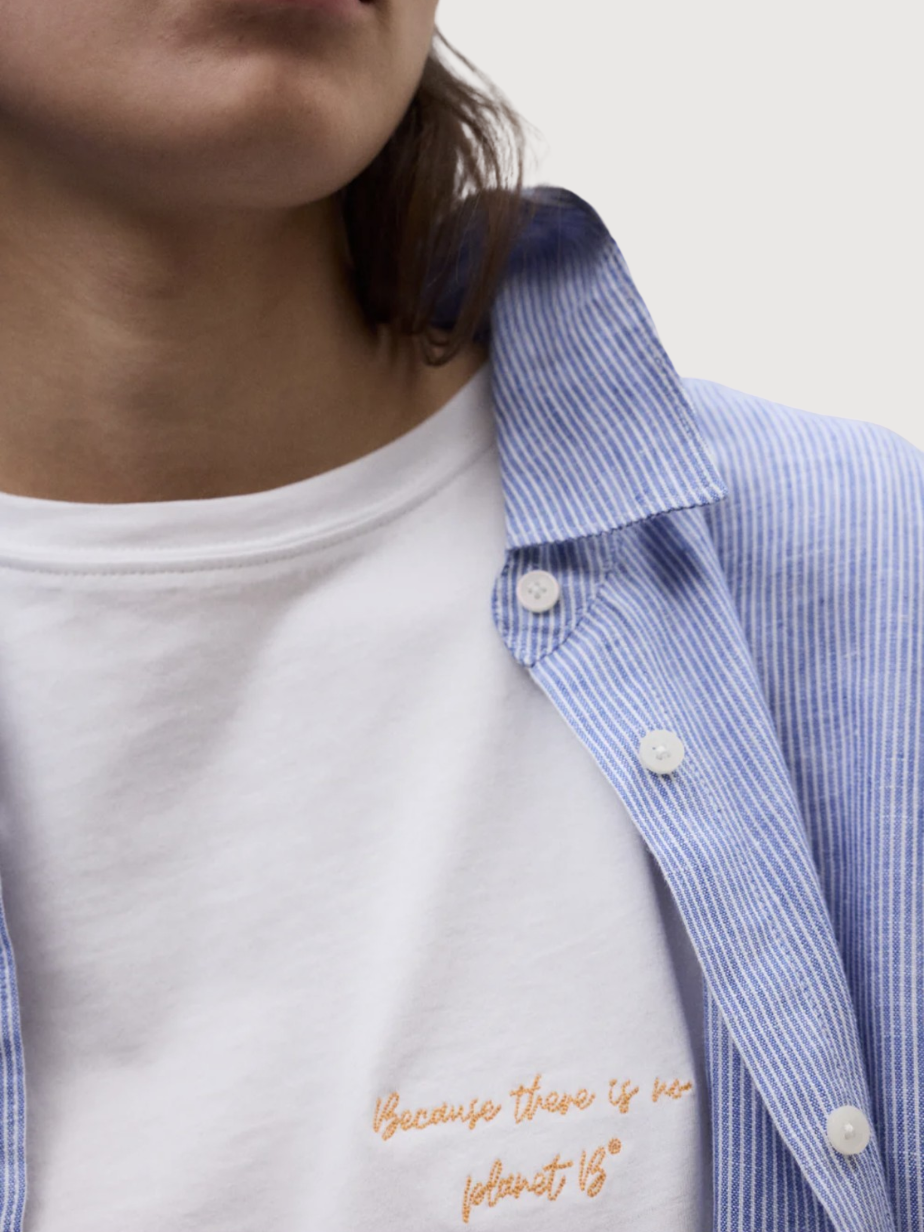 Shirt Daria Stripes Woman Offwhite Blue  | Ecoalf