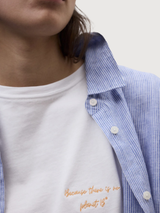Shirt Daria Stripes Woman Offwhite Blue  | Ecoalf