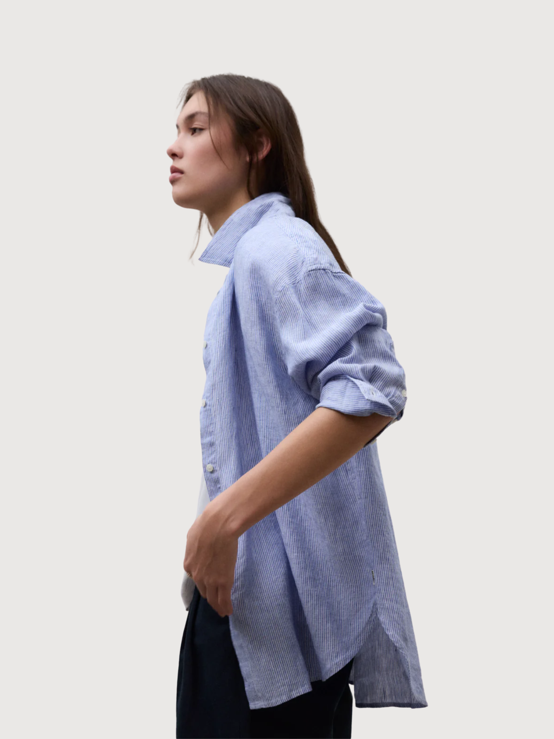 Shirt Daria Stripes Woman Offwhite Blue  | Ecoalf