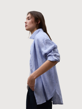Shirt Daria Stripes Woman Offwhite Blue  | Ecoalf