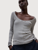 Maglia a maniche lunghe Faro da donna bianca/nera | Ecoalf