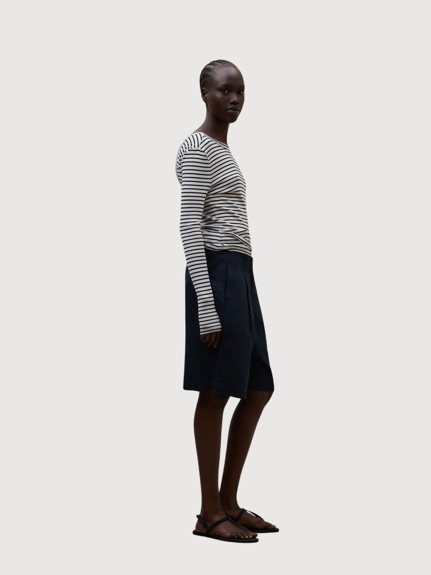 Maglia a maniche lunghe Faro da donna bianca/nera | Ecoalf