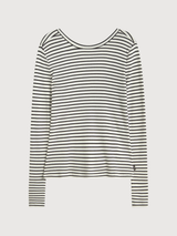 Maglia a maniche lunghe Faro da donna bianca/nera | Ecoalf