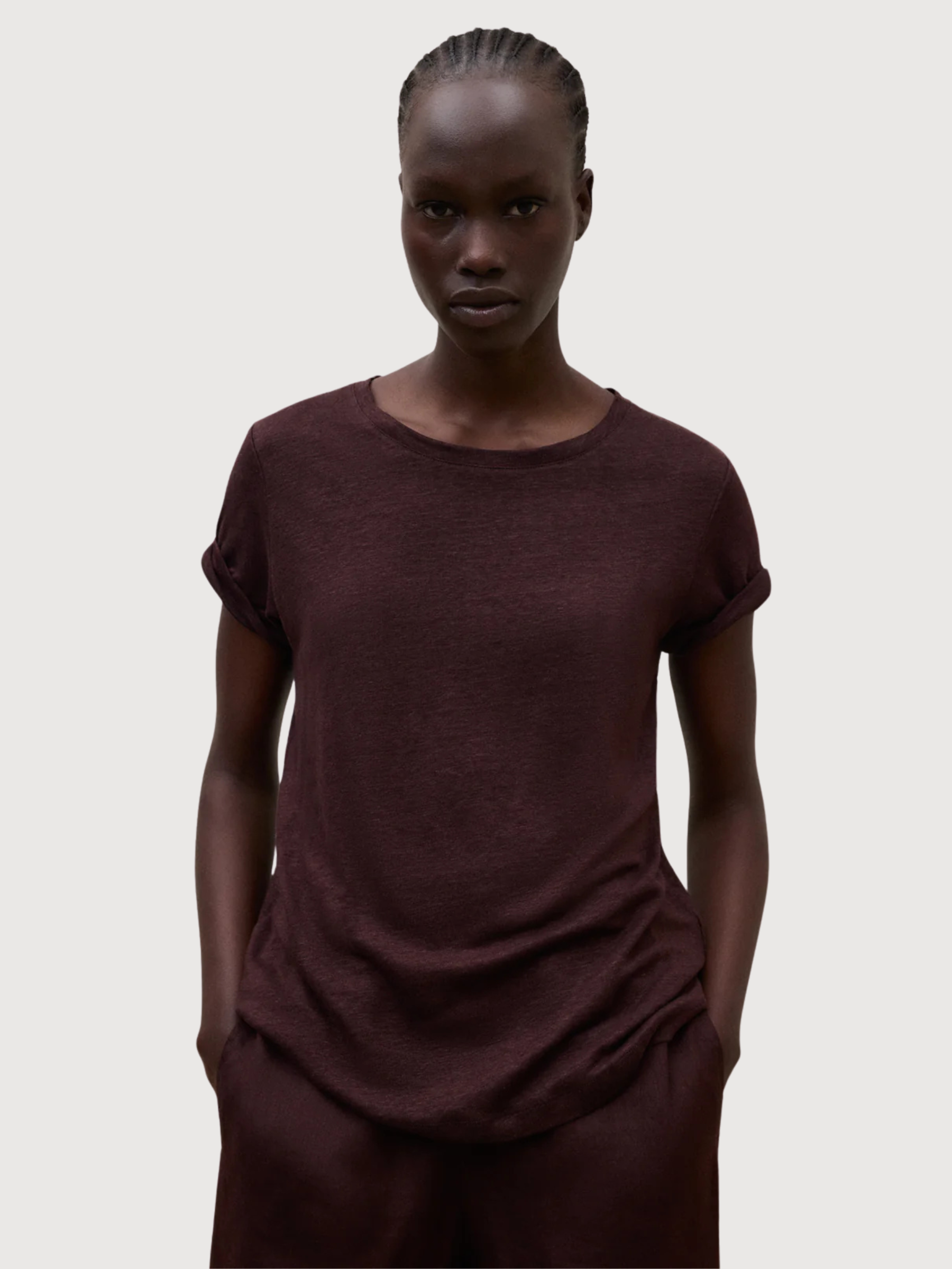 T-Shirt Lane Damen Kakao Leinen | Ecoalf