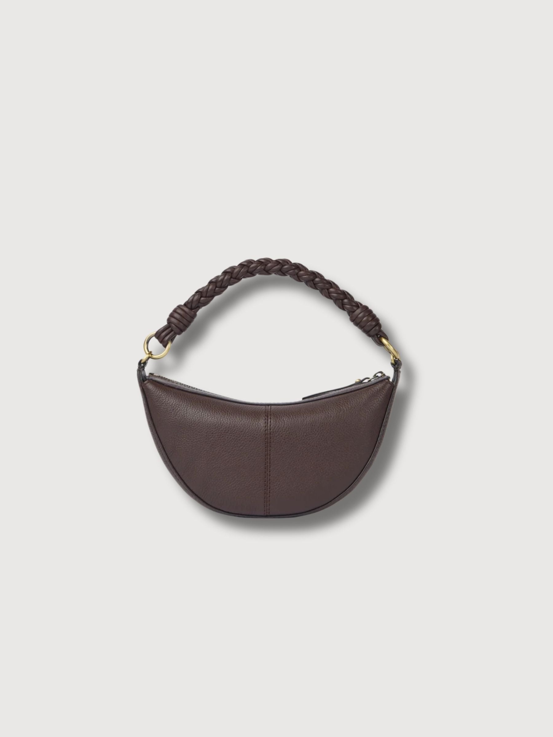 Leo Mini Twisted Handle in pelle martellata color cioccolato | O MY BAG