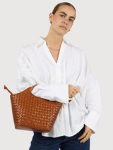 Borsa Mara Midi Cognac Woven Classic | O My Bag