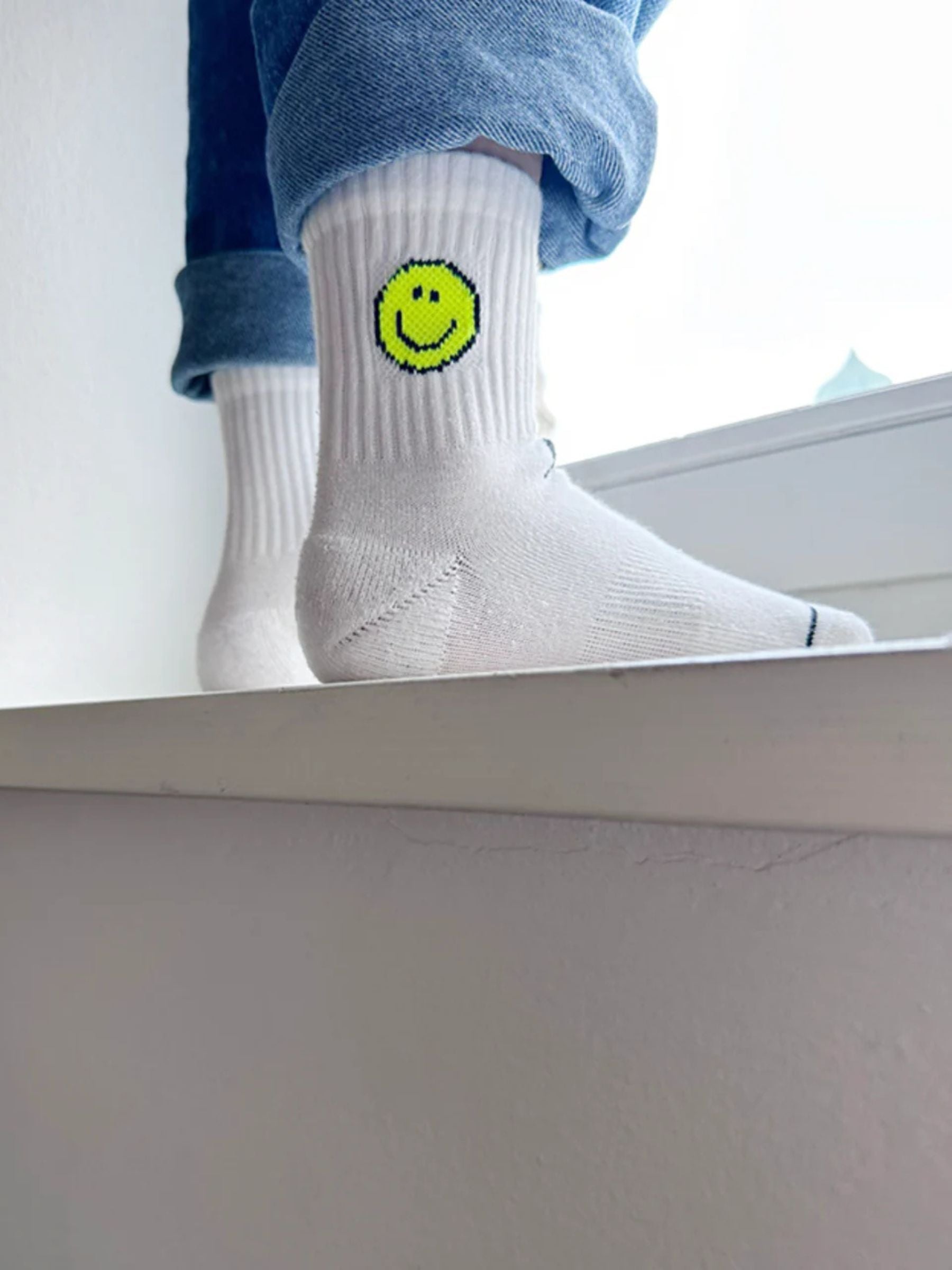 Socks Icons Smile Neon Green Kids | Ooley