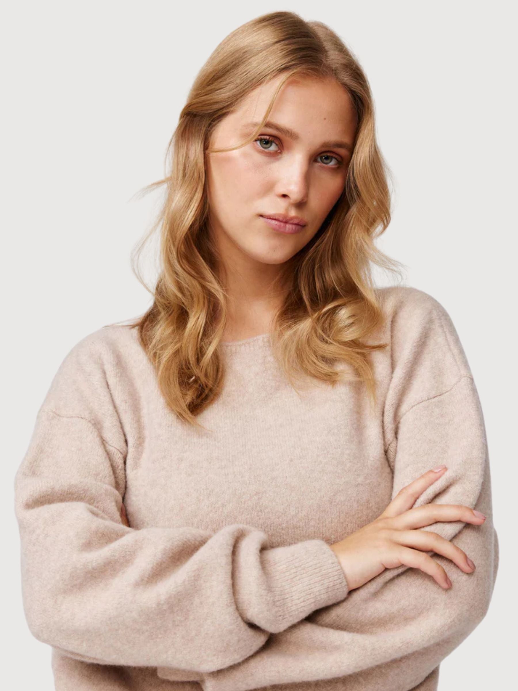 Aino Light Beige Woman Pullover | Makia