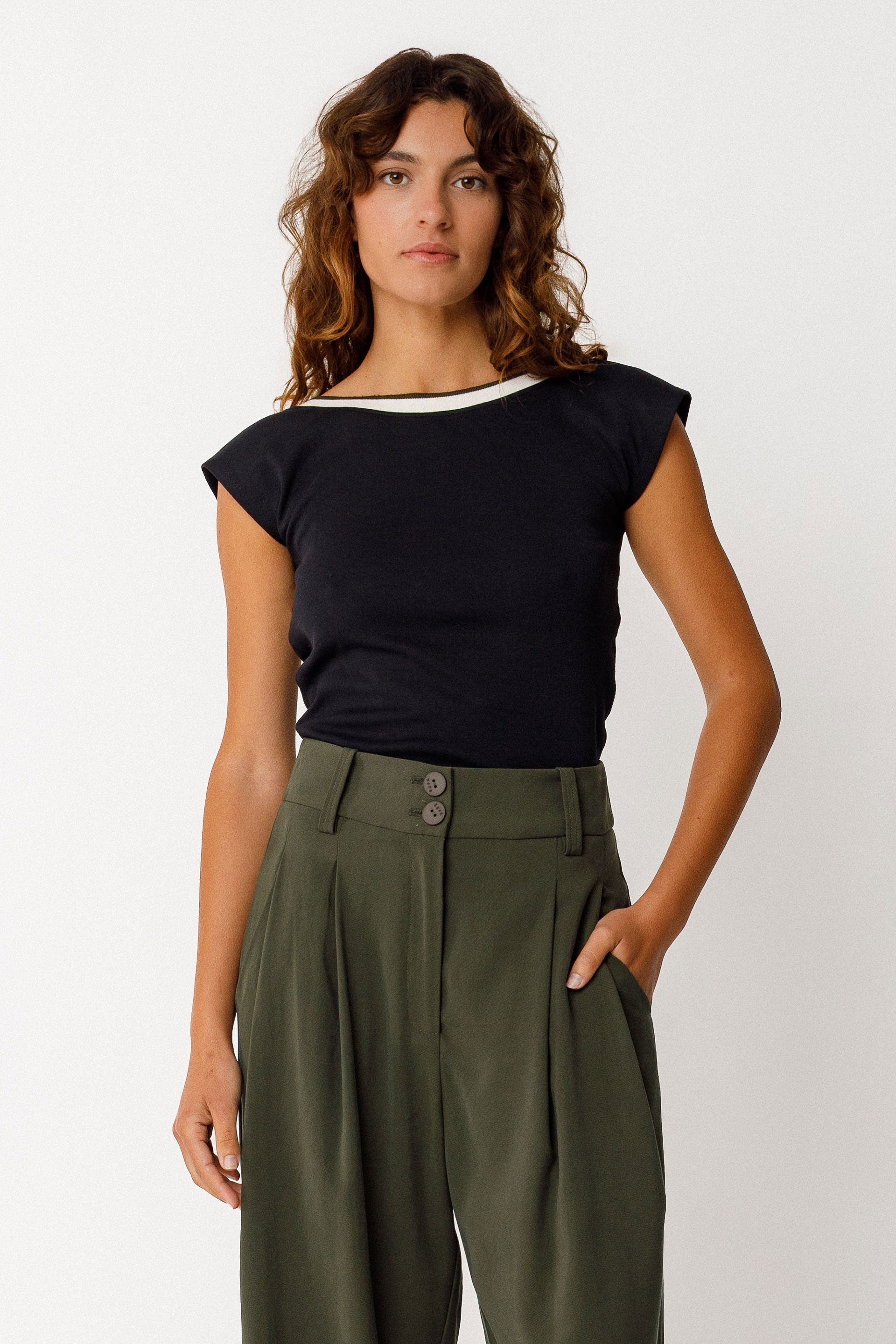 Top Aroa Black Woman Gots Cotton | Skfk