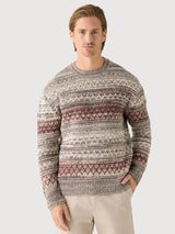 Knitted Pullover Man Brown Stripes | Knowledge Cotton Apparel