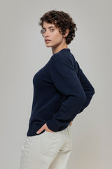 Edda Damen Rundhals-Pullover aus recyceltem Kaschmir – Blackberry Blue | Rifò