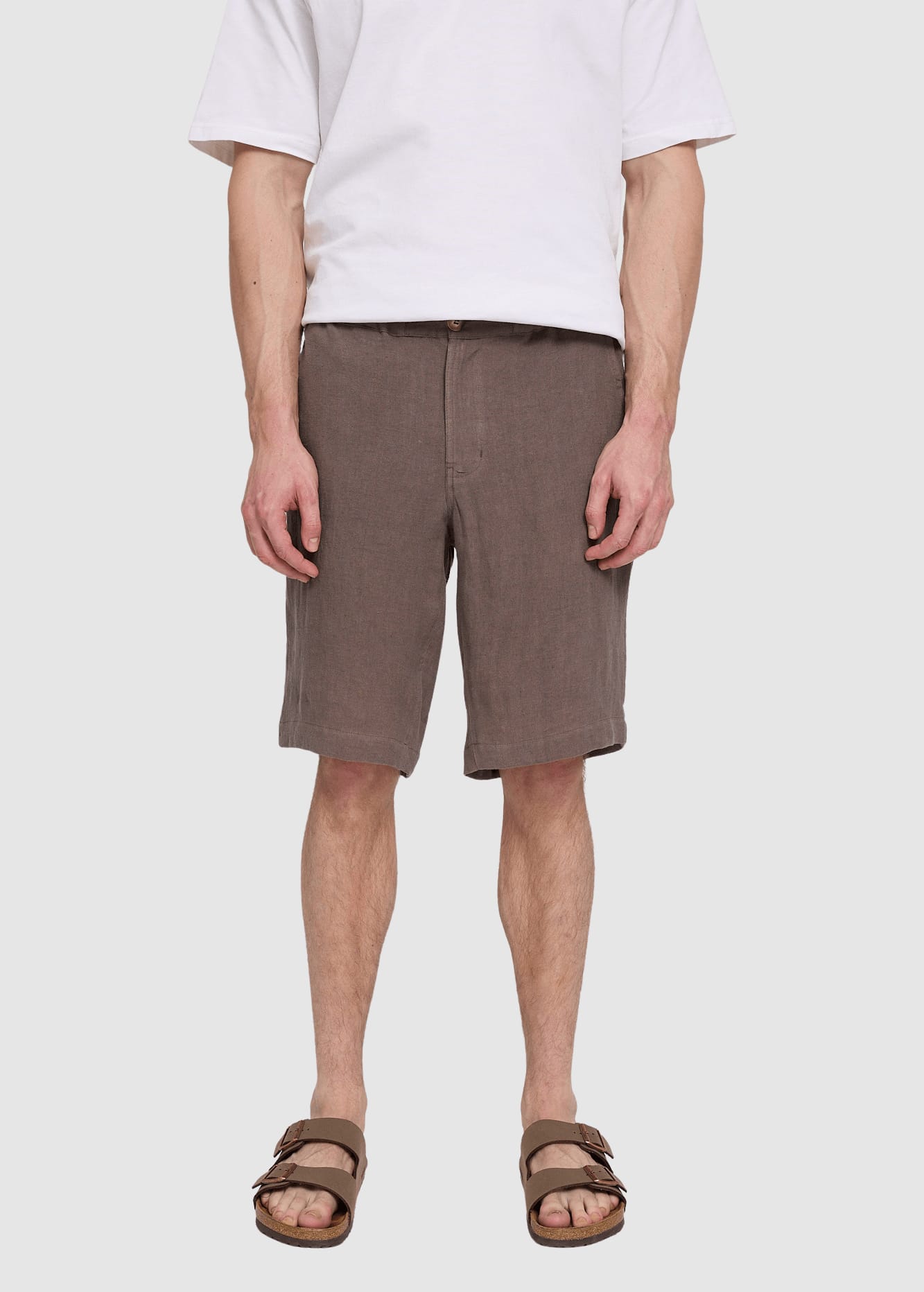 Shorts Regular Lino Uomo Grigio Marrone | Mazine