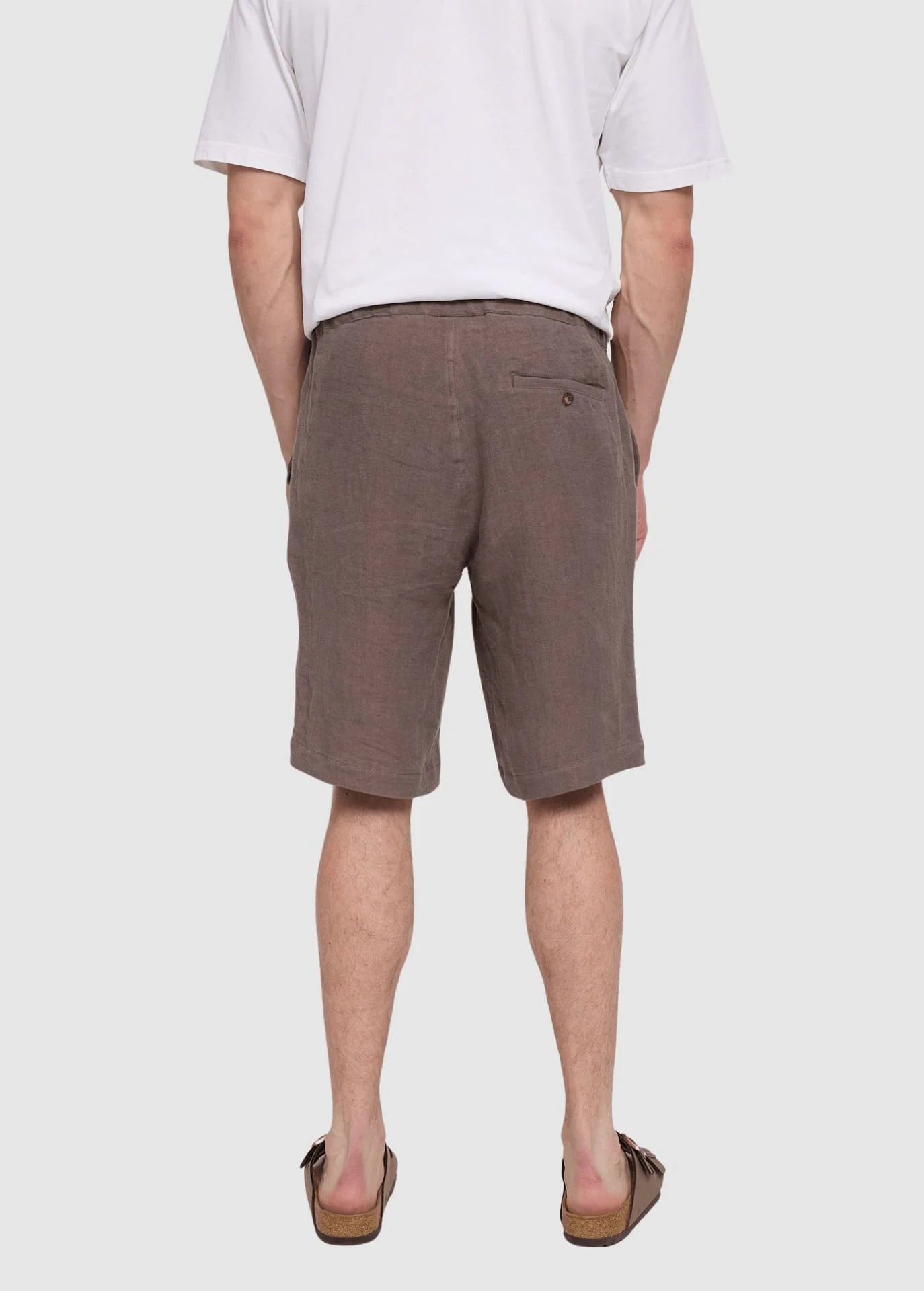 Shorts Regular Lino Uomo Grigio Marrone | Mazine