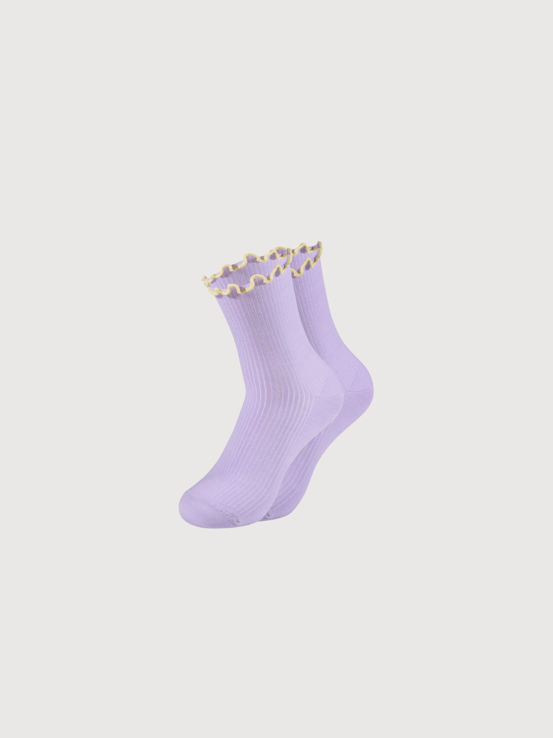 Calzini Lilla con Orlo Verde Donna | Ooley