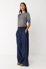 Shortsleeve Sweatshirt Muike Navy Woman Gots Cotton | Skfk