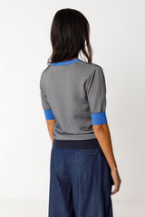 Shortsleeve Sweatshirt Muike Navy Woman Gots Cotton | Skfk