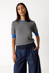 Shortsleeve Sweatshirt Muike Navy Woman Gots Cotton | Skfk